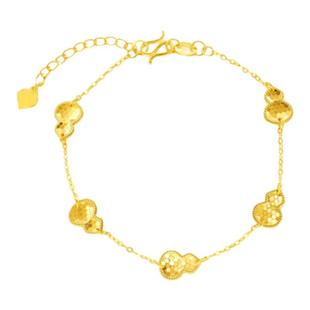 調太幅18K金葫芦龙鳞手链 女纯银福禄双全五花手饰黄金蜂巢送礼潮