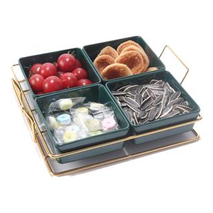 KTV果盘密胺二三四宫格小吃盘子商用烤肉拼盘会所足浴分格干果碟