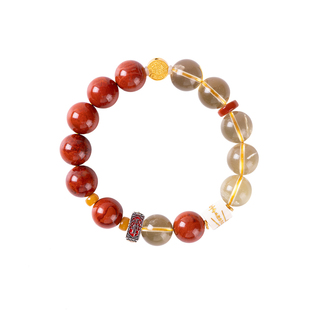 喜用神火土手串男女款道设计补五行火土补8字缺憾高端和田玉水晶