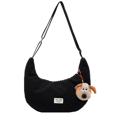 羊羔毛绒绒包包女式2025年夏季潮流行时尚单肩包大容量斜挎饺子包