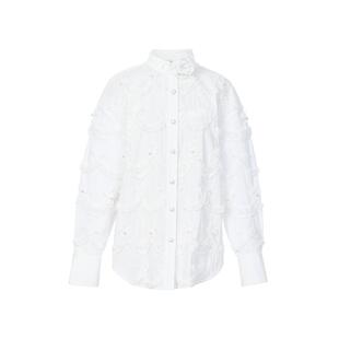 lefame拉飞姆2026春季蕾丝帷幔花边装饰宽松衬衫外套