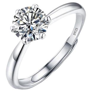 新款1克拉仿真莫桑钻戒指女道具订结婚求婚戒送女友闺蜜生日礼物