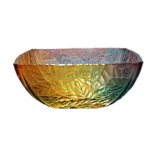 日式彩色琉璃水果盘方形干果盘玻璃糖果盘酒店宴会家用摆件装饰品