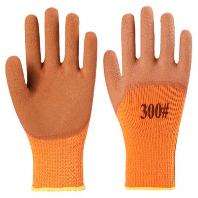 加绒加厚毛圈保暖劳保手套浸胶