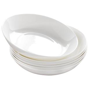 纯白色唐山骨瓷盘子菜盘家用陶瓷碟子圆形白瓷盘饭盘深盘餐盘餐具