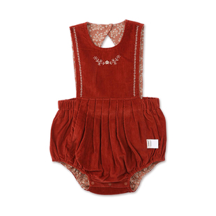 Oakmont婴儿秋冬款周岁服女童喜庆红色生日拍照圣诞过年礼盒套装