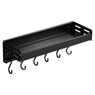 厨房调味品置物架 免打孔壁挂式 黑色调料收纳架挂架挂杆挂钩家用