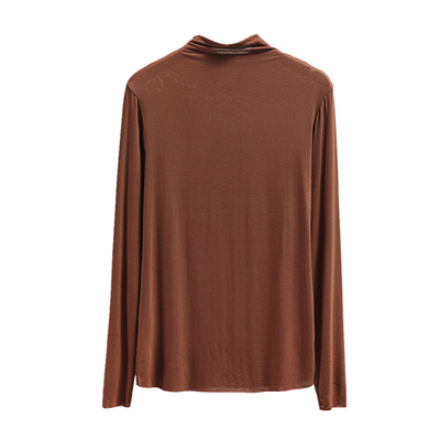 初秋莫代尔半高领长袖薄款女秋衣