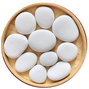 绘画白底石头鹅卵石半成品涂好白底手工课材料入门diy白色石头摆