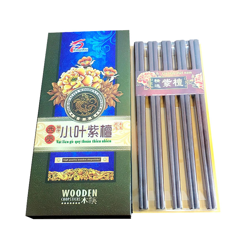 越南小叶紫檀木筷子红木高档原木无漆无蜡防霉家用中式10双家庭装