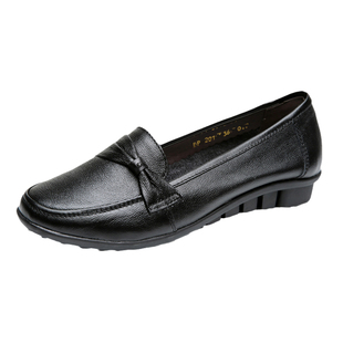 浅口中老年女鞋小码3233老人鞋妈妈单鞋真皮平跟防滑软底工作鞋34