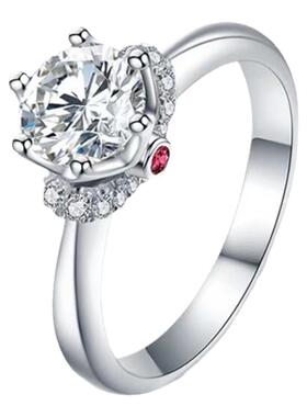 莫桑石花围红宝石戒指