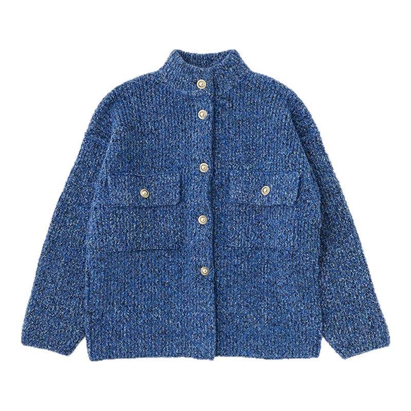 MOUSSY 春季新品复古风立领长袖毛针织开衫女010IA770-7891