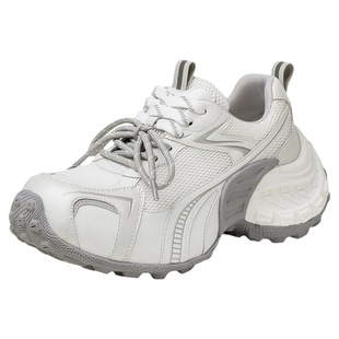 千百度厚底网面老爹鞋女2026春季新款百搭双鞋带增高运动休闲鞋女