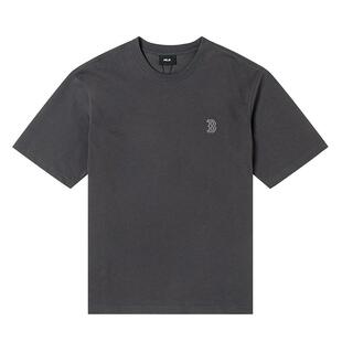 【自营】MLB短袖男装女装情侣运动休闲上衣炭灰色半袖刺绣纯色T恤