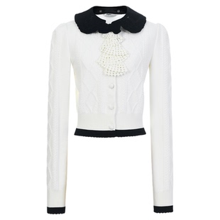 【Angelababy同款】lefame拉飞姆2026新款撞色针织开衫毛衣上衣女