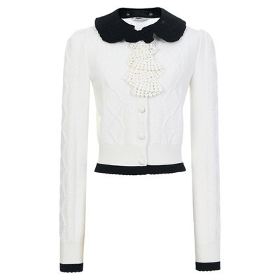 【Angelababy同款】lefame拉飞姆2026新款撞色针织开衫毛衣上衣女