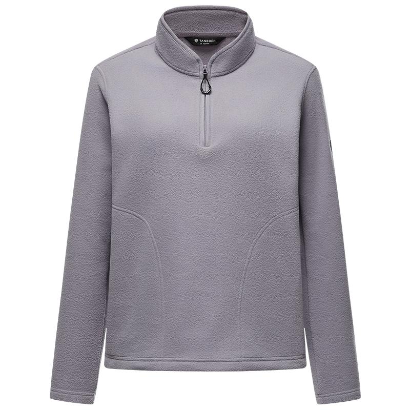 坦博尔双面绒卫衣女2025秋冬新款半拉链立领抓绒衣保暖打底衫上衣