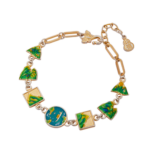 顺庆银楼S9999纯银千里江山手链足银手串新中式国潮民族风送女友