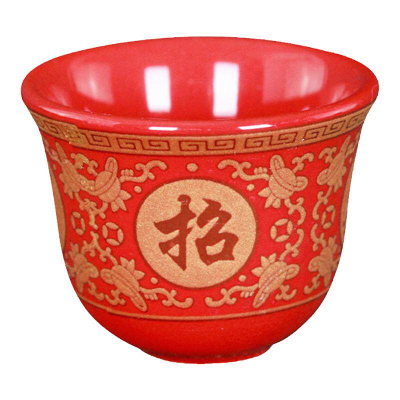 太极殿大红色直身陶瓷门厅供杯