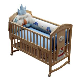 睿宝婴儿床实木无漆宝宝bb床摇篮床新生儿多功能床儿童床拼接大床