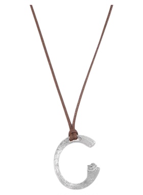 Céleste花苞C型吊坠皮绳项链女