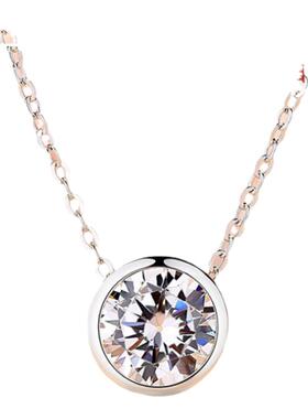 莫桑石纯18K白金项链不掉色百搭