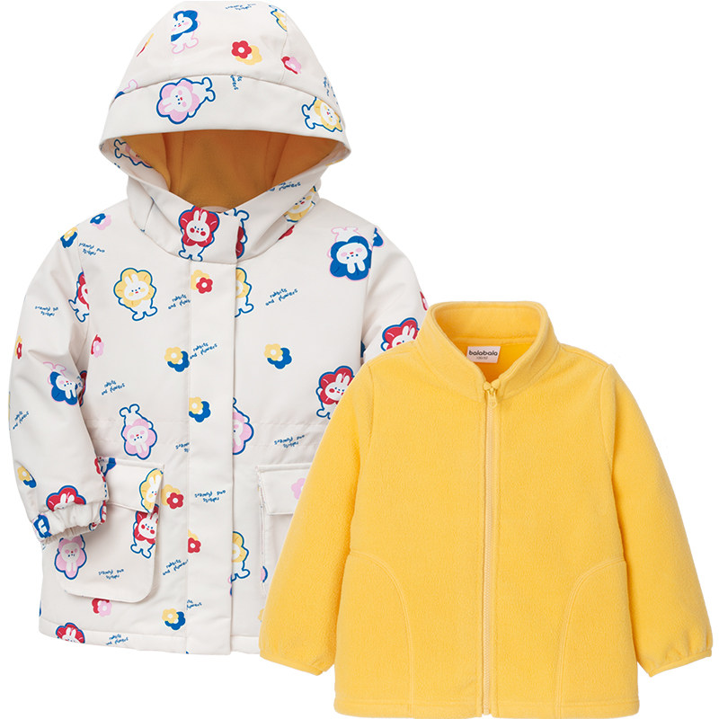 巴拉巴拉女童棉服小童宝宝棉衣秋冬季新款童装儿童中长加厚外套孩