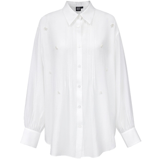 Vero Moda衬衫2025秋季新款含莱赛尔仿珍珠肌理感薄纱上衣百搭