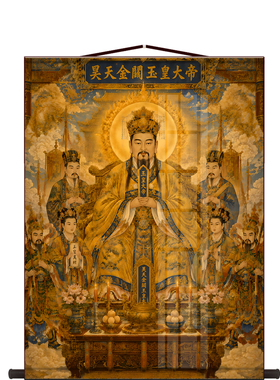 昊天金阙玉皇大帝神像卷轴挂画玉皇天尊家用仙堂中式供奉装饰画