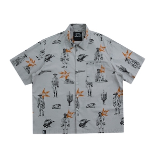 吉考斯工业时代绘系列复古手绘西部片衬衫电影黄金三镖客男女花衫