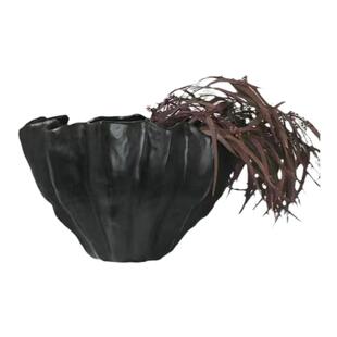 树脂黑色异形花器北欧轻奢创意家居客厅玄关办公室桌面装饰品摆件