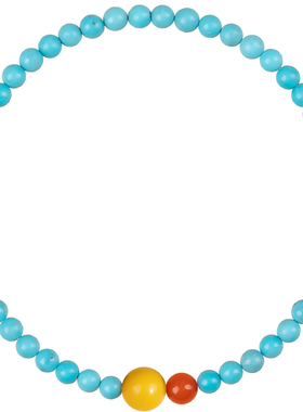 绿松色幸运石南红蜜蜡女款手串