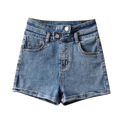 美式复古辣妹高腰牛仔短裤