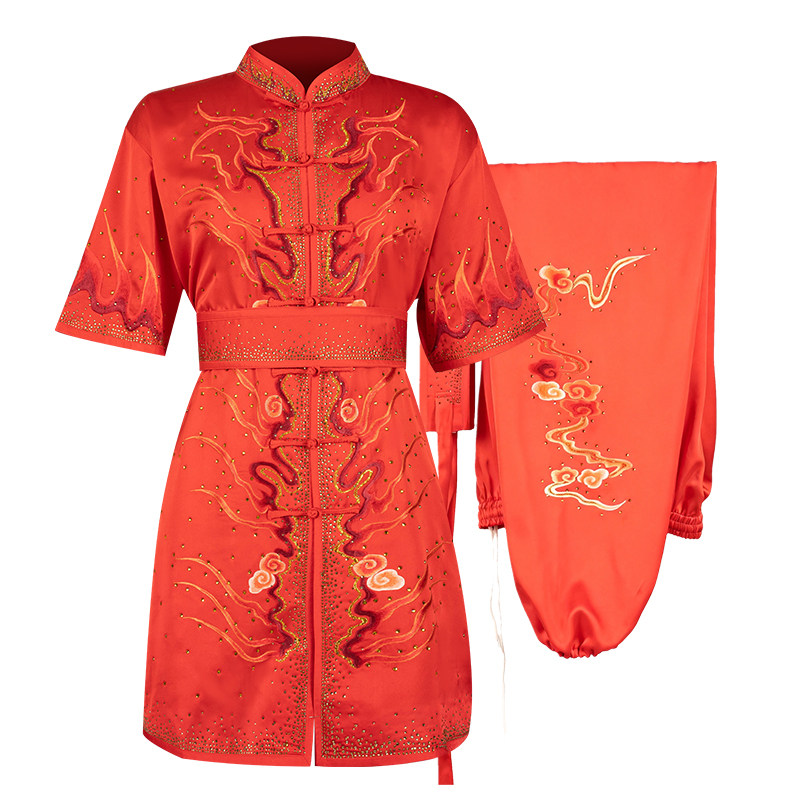 大业亨通红色长拳武术竞赛服装男