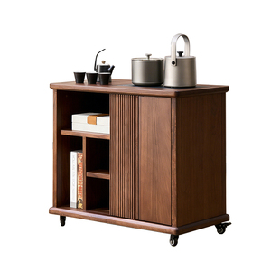 乌金木可移动茶水柜黑胡桃实木色家用茶台茶桌茶柜烧水壶一体边柜