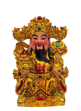 纯手工陶瓷财神摆件金衣招财镇宅