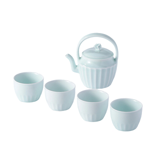 景德镇官方陶瓷影青雕刻提梁壶泡茶茶壶茶杯家用茶具套装过年送礼