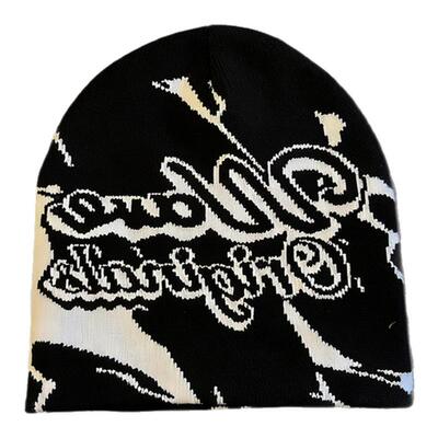 nojob vintage古着 Opium风格冷帽美式复古英文提花简约针织帽男