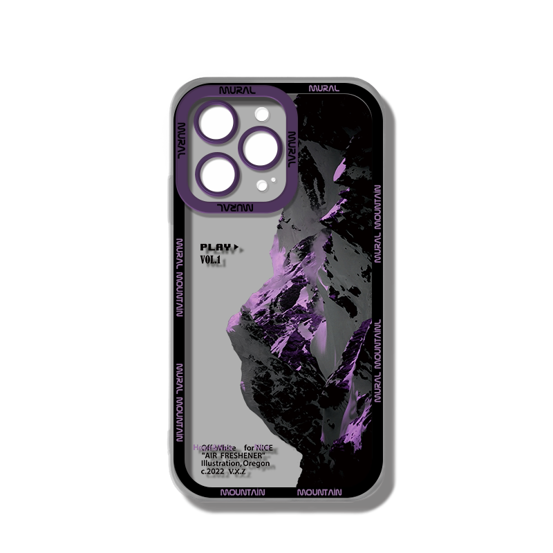 暗紫色雪山适用iPhone15Pro手机壳苹果14Promax套新款13pro超薄12个性创意11高级感x全包14plu