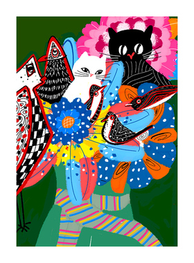 郭伟华【一束花花】限量签章版画 现代装饰挂画带装裱45*60cm