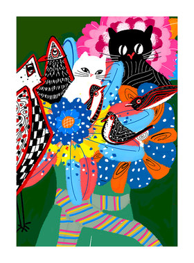 郭伟华【一束花花】限量签章版画 现代装饰挂画带装裱45*60cm