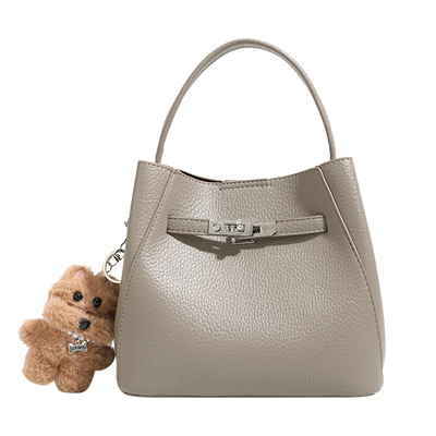 真皮菜篮子水桶包包女