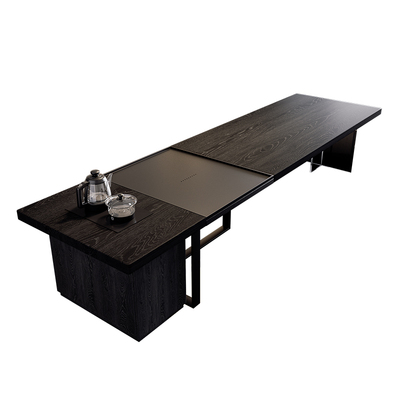 实木茶桌岛台一体茶桌椅组合办公室接待茶台意式轻奢高级感泡茶桌