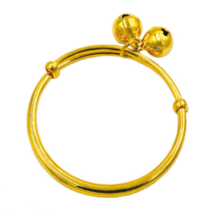 沙金宝宝手镯铃铛婴儿满月百天小孩周岁纪念品礼物假黄金摄影道具