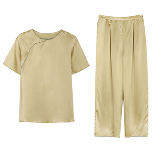 100%桑蚕丝 轻柔凉感新中式 春夏季睡衣朵朵可可