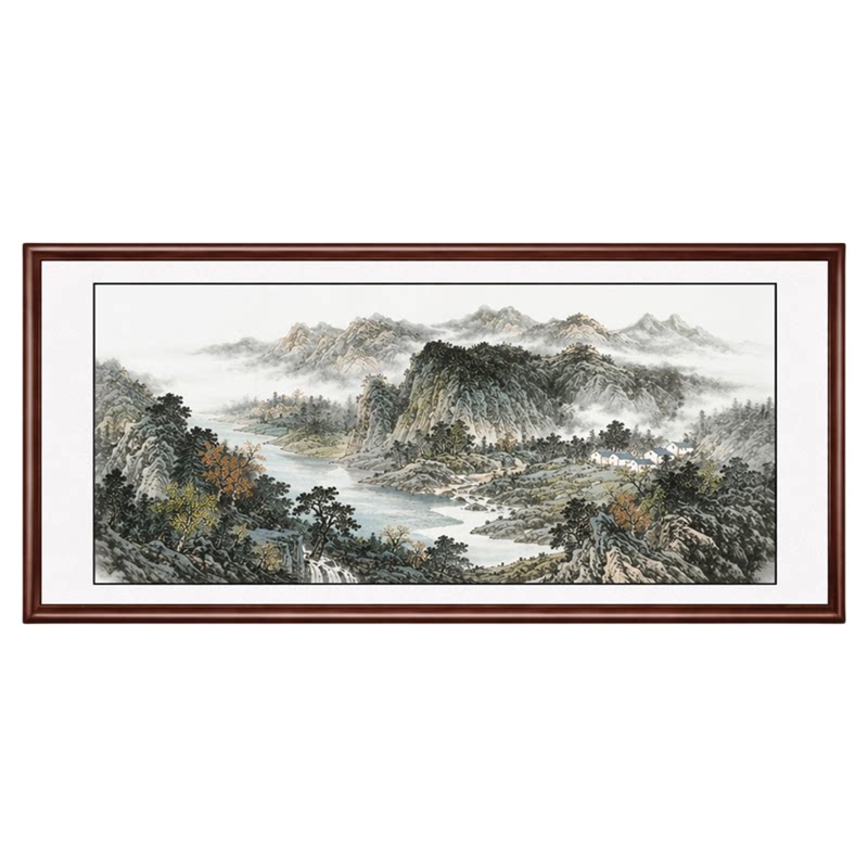 西墙客厅聚宝盆山水挂画
