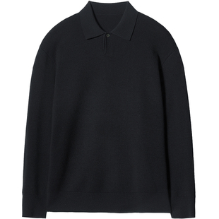 石见山精纺羊毛16针打底毛衣男士秋冬POLO翻领通勤内搭套头针织衫