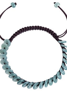 天然翡翠蓝水平安扣手绳