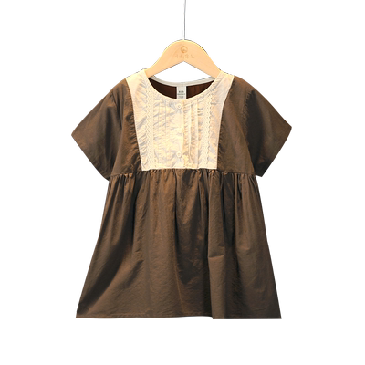 可衣棉尔女童法式夏季纯色连衣裙